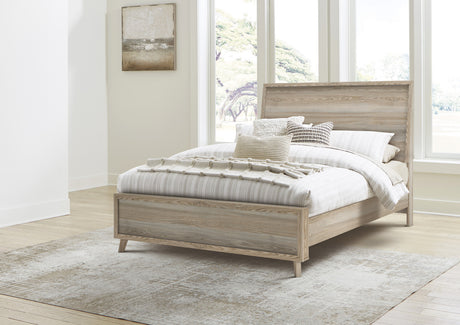 Hasbrick Tan Panel Bedroom Set with Footboard