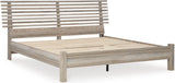 Hasbrick Tan Slat Panel Bedroom Set with Footboard