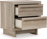 Hasbrick Tan Slat Panel Bedroom Set with Footboard