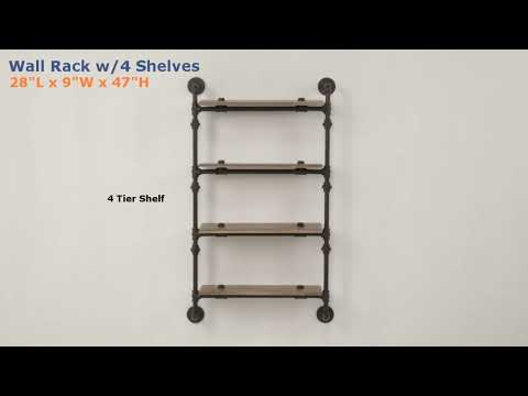 Brantley Oak & Sandy Black Finish Wall Shelf