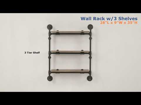 Brantley Oak & Sandy Black Finish Wall Shelf