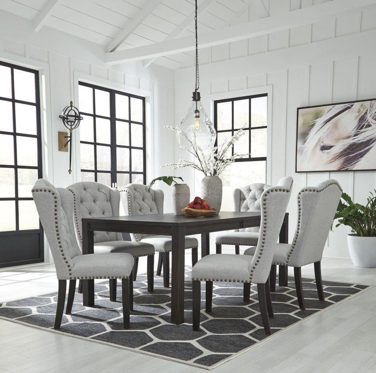 Jeanette Black Rectangular Dining Room Set