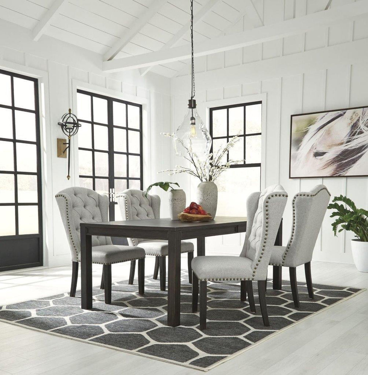 Jeanette Black Rectangular Dining Room Set