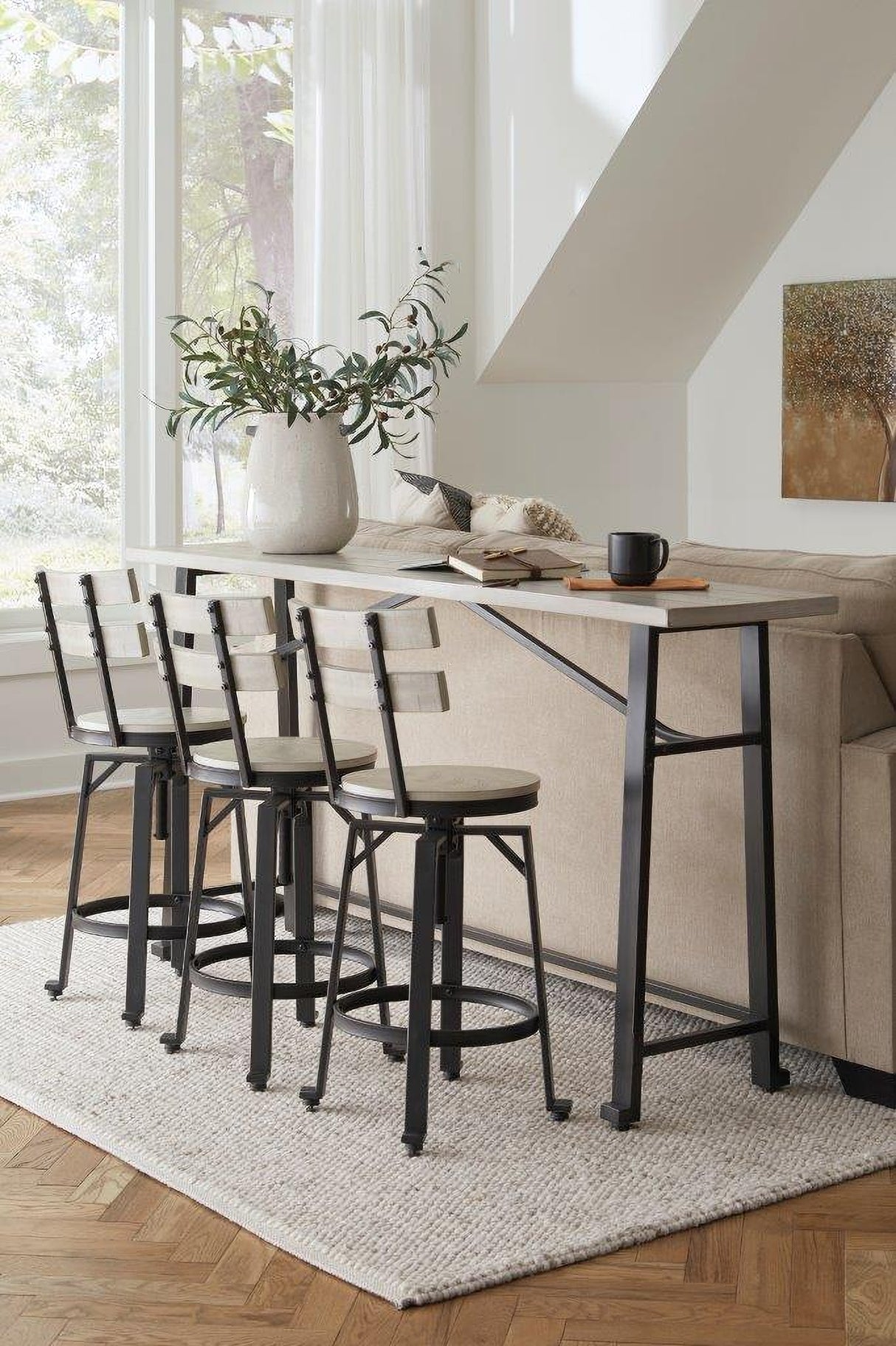 Karisslyn Whitewash And Black Counter Height Dining Room Set