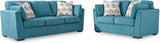 Keerwick Living Room Set In Teal