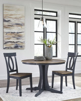 Landocken Brown And Blue Round Dining Room Set