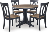 Landocken Brown And Blue Round Dining Room Set