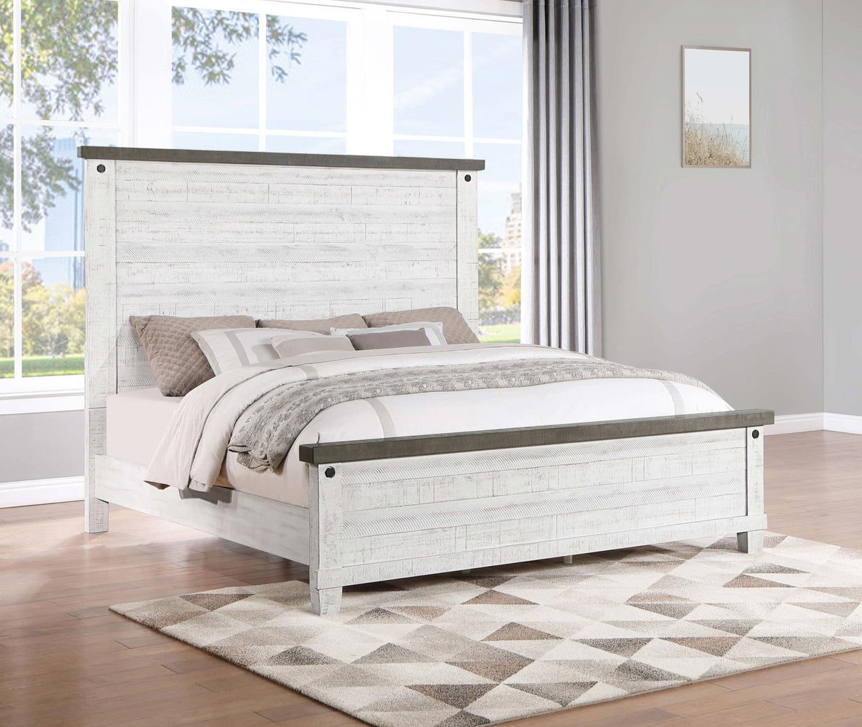 Lilith Bedroom Set In Distressed Grey/White