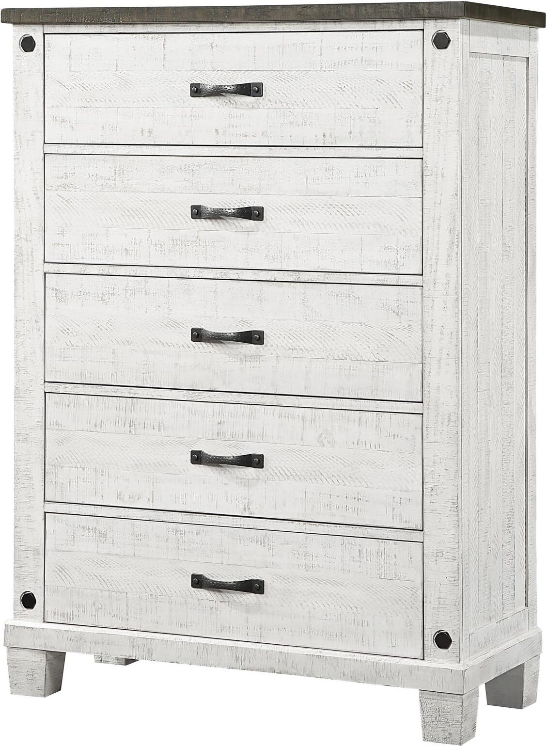 Lilith Bedroom Set In Distressed Grey/White