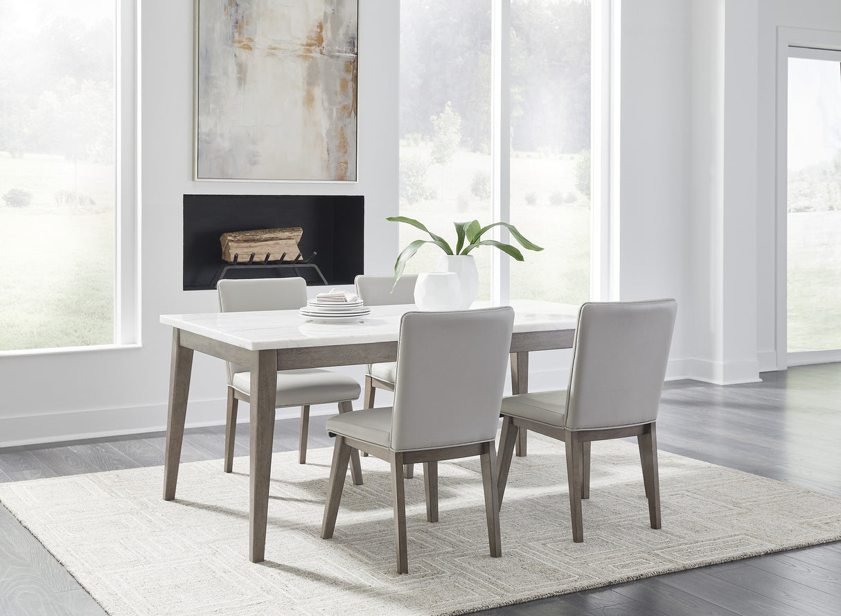 Loyaska Dining Room Set In White And Brown