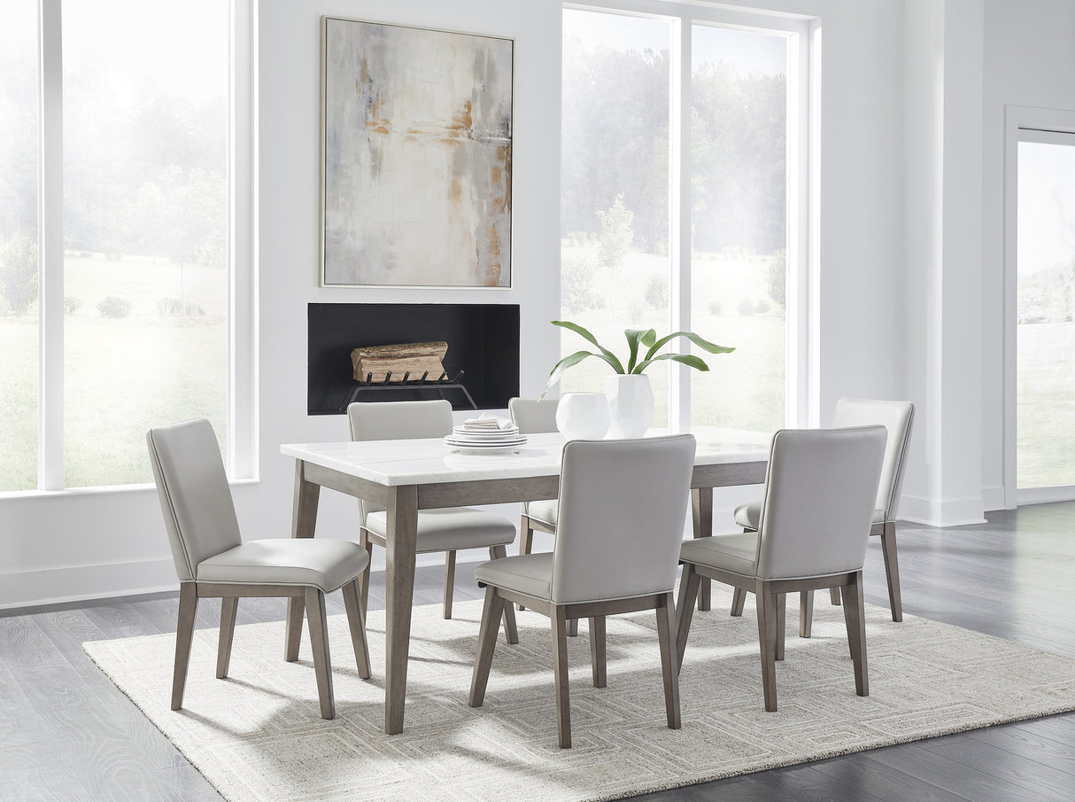 Loyaska Dining Room Set In White And Brown