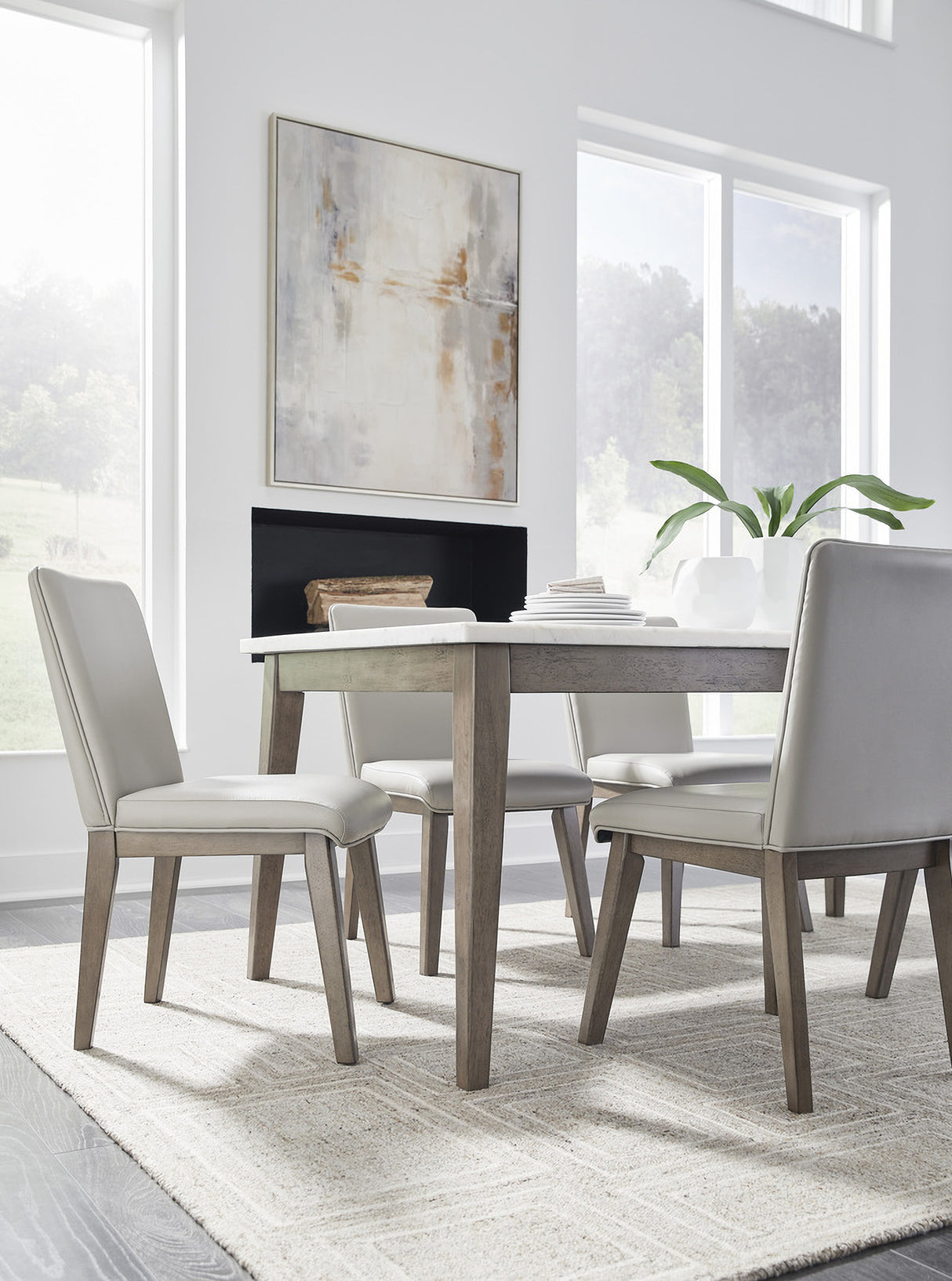 Loyaska Dining Room Set In White And Brown