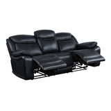 Ralorel Black Top Grain Leather Sofa