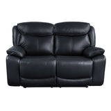 Ralorel Black Top Grain Leather Loveseat