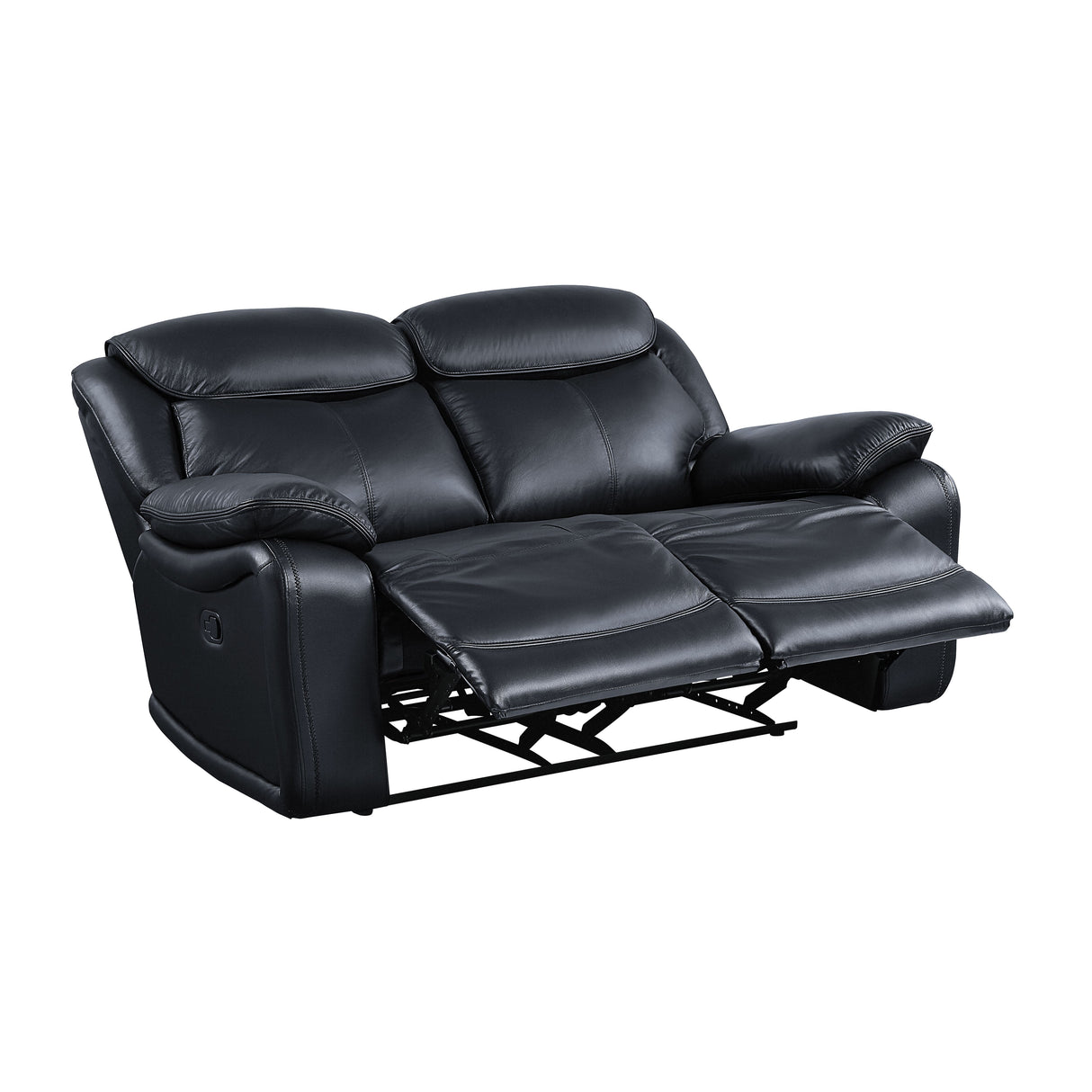 Ralorel Black Top Grain Leather Loveseat