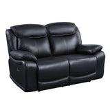 Ralorel Black Top Grain Leather Loveseat