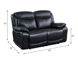 Ralorel Black Top Grain Leather Loveseat