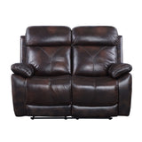 Perfiel Two Tone Dark Brown Top Grain Leather Loveseat