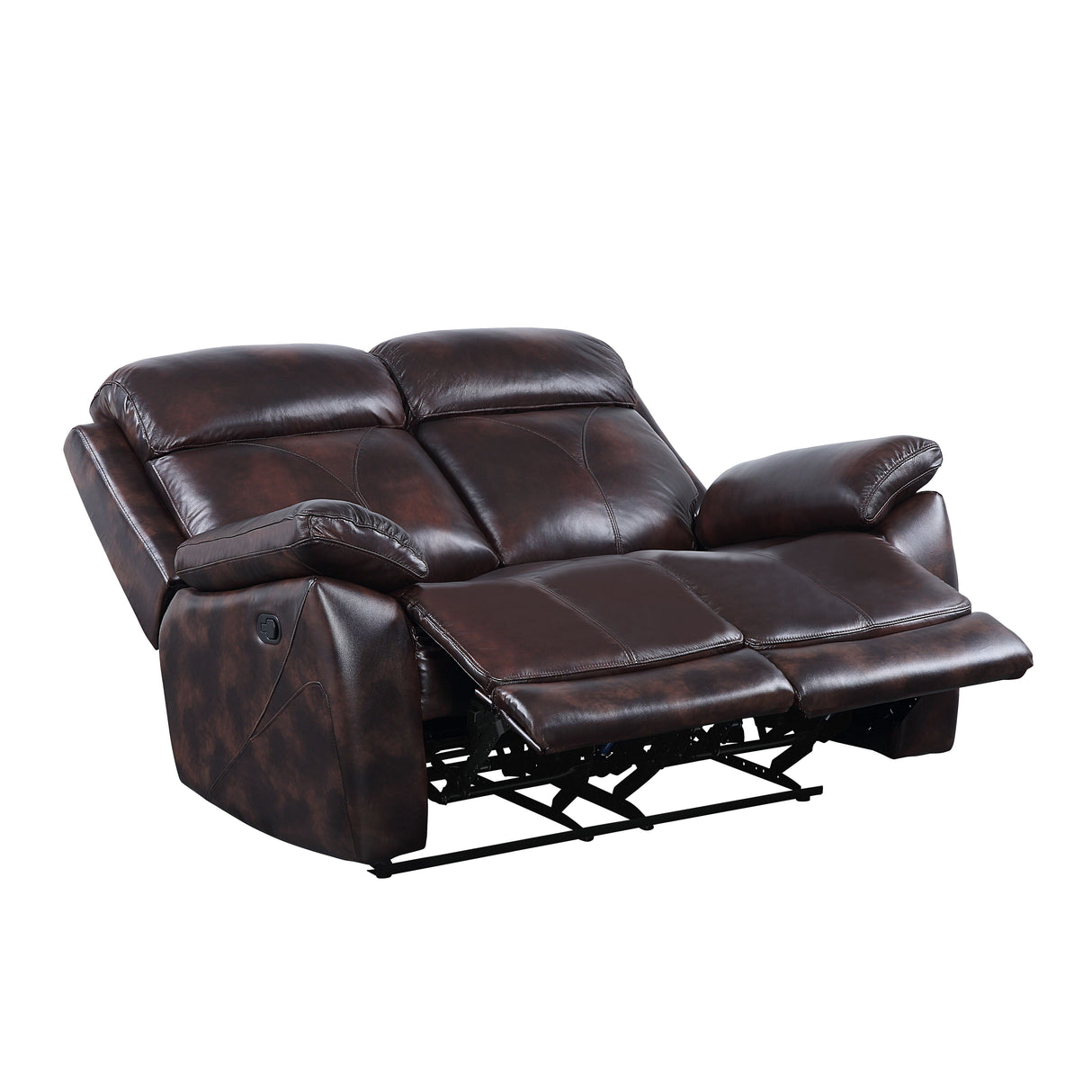 Perfiel Two Tone Dark Brown Top Grain Leather Loveseat