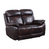 Perfiel Two Tone Dark Brown Top Grain Leather Loveseat