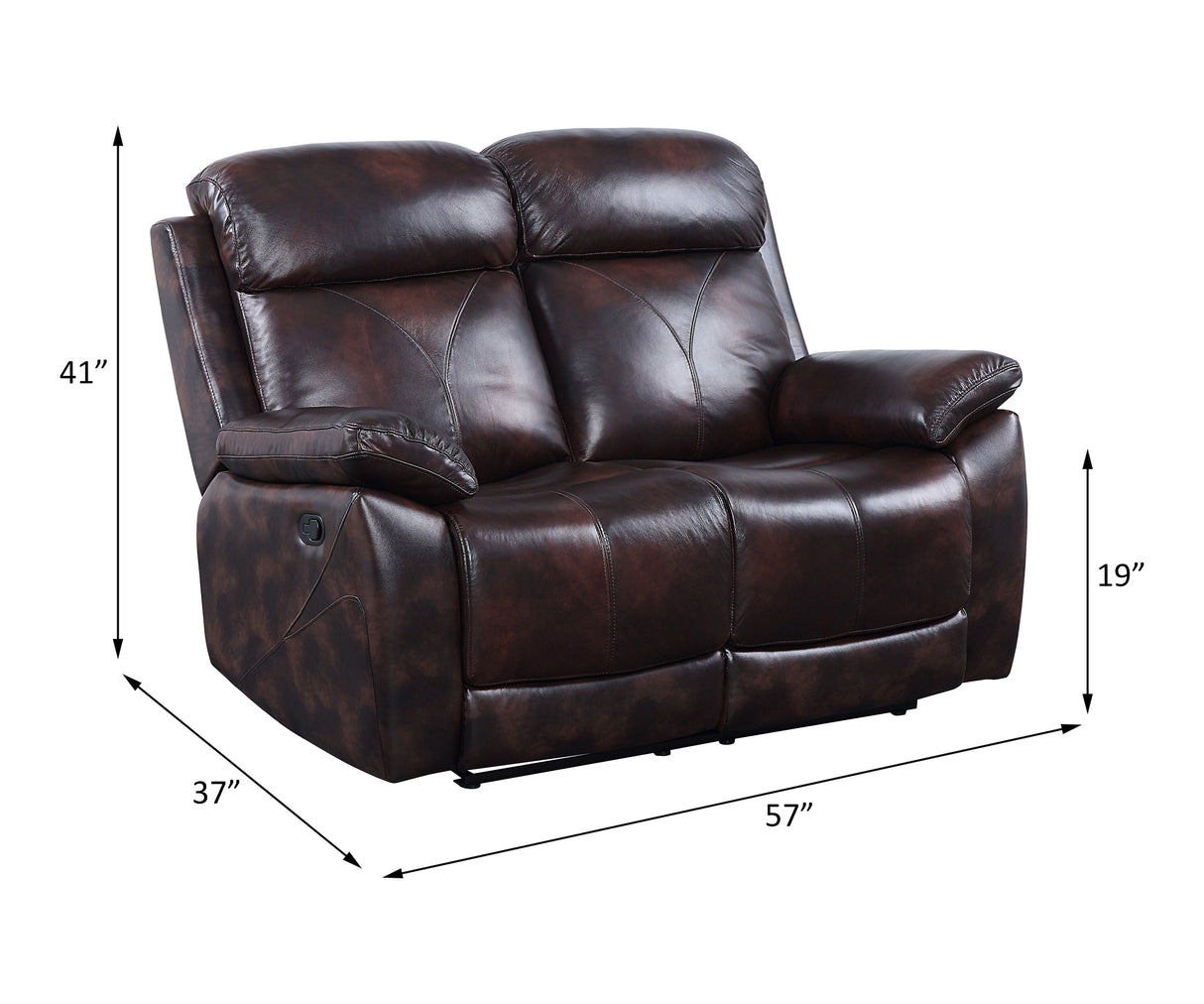 Perfiel Two Tone Dark Brown Top Grain Leather Loveseat