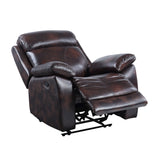 Perfiel Two Tone Dark Brown Top Grain Leather Recliner