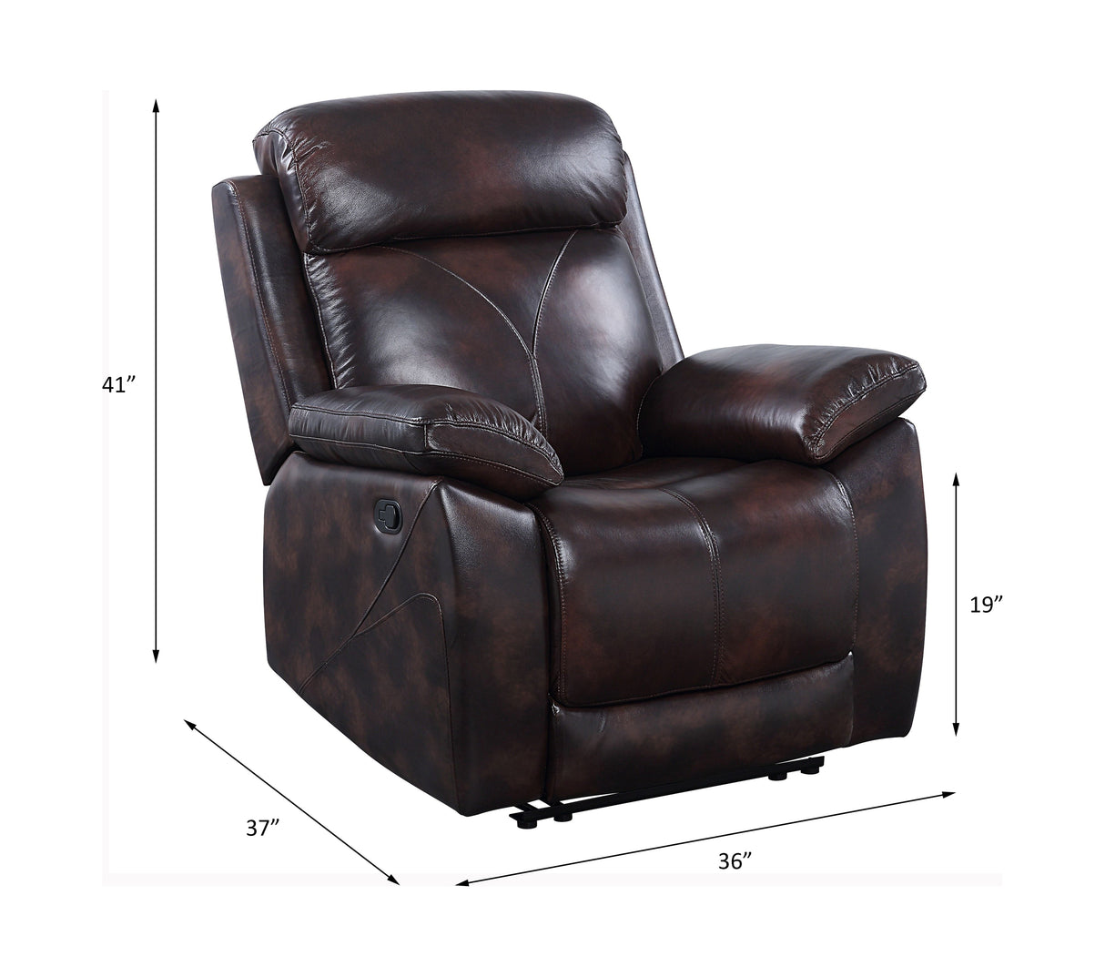 Perfiel Two Tone Dark Brown Top Grain Leather Recliner