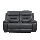 Lamruil Gray Top Grain Leather Loveseat