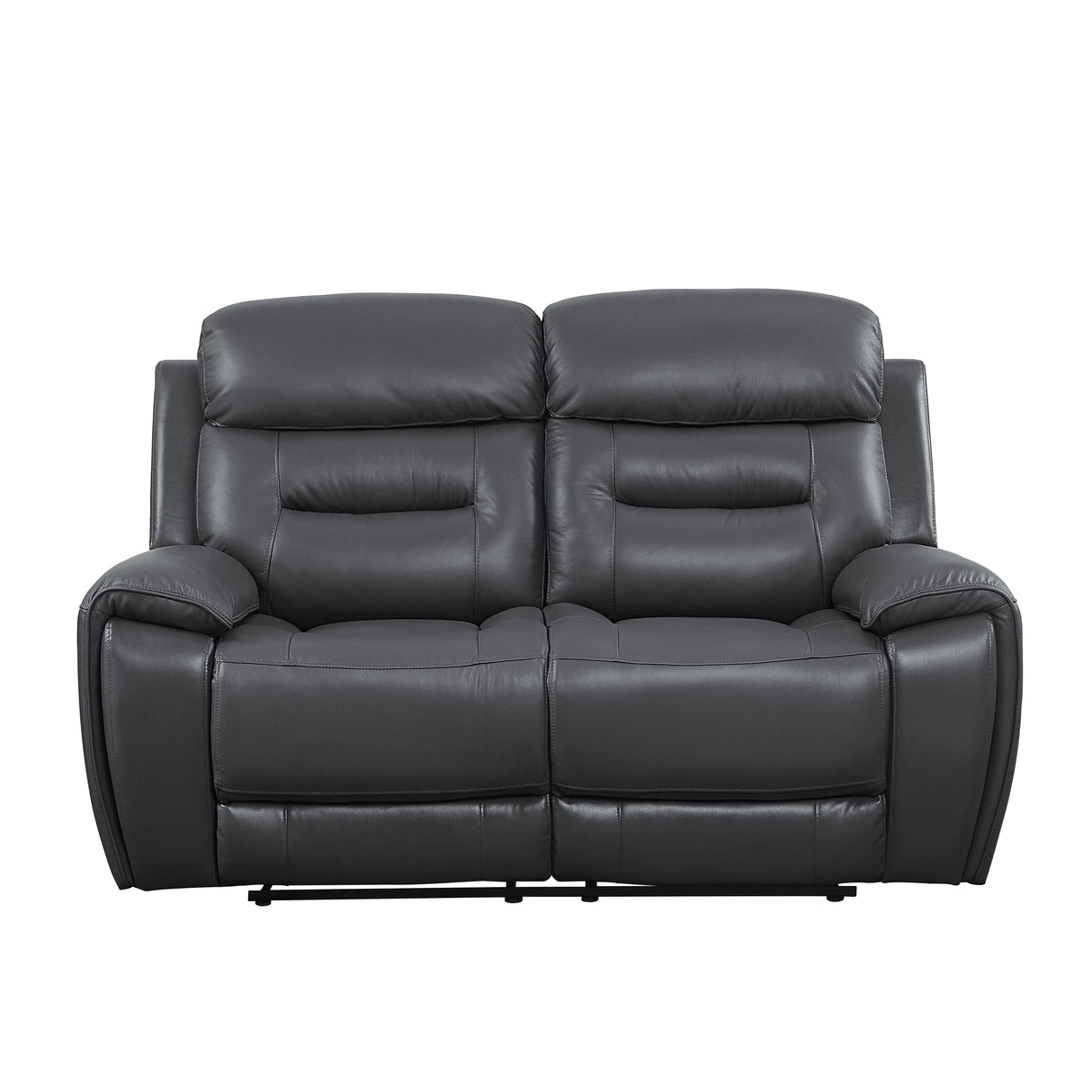 Lamruil Gray Top Grain Leather Loveseat