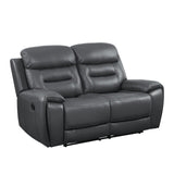 Lamruil Gray Top Grain Leather Loveseat