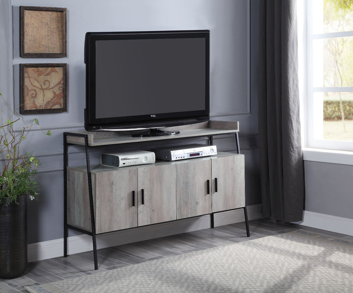 Samiya Gray Oak & Black Finish Tv Stand