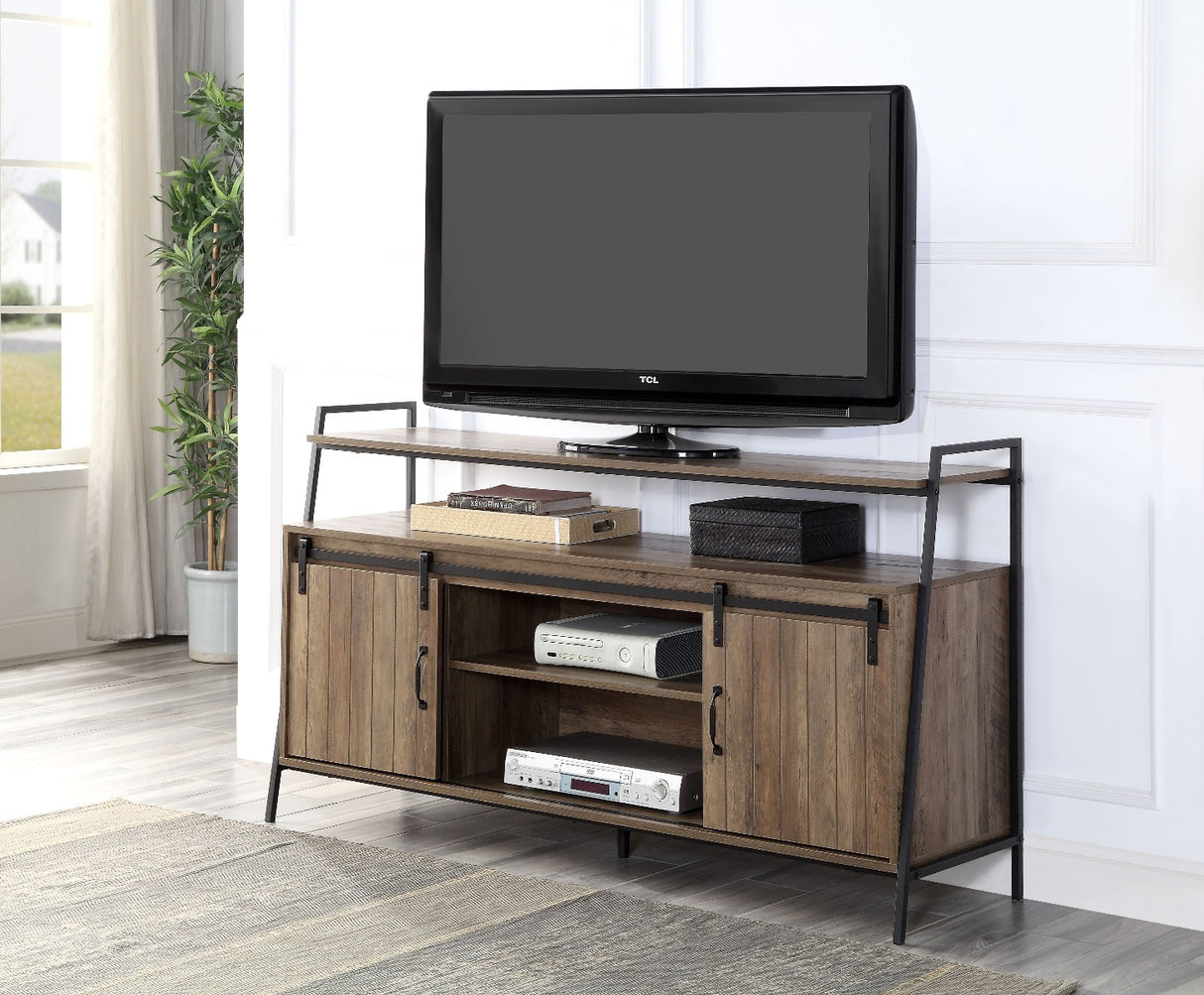 Rashawn Rustic Oak & Black Finish Tv Stand