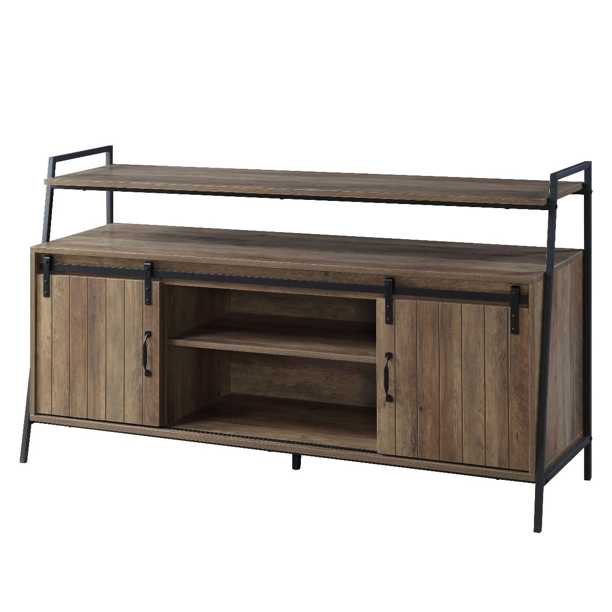 Rashawn Rustic Oak & Black Finish Tv Stand