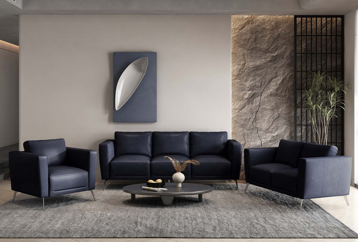 Astonic Blue Leather Sofa