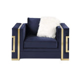 Virrux Blue Velvet & Gold Finish Chair