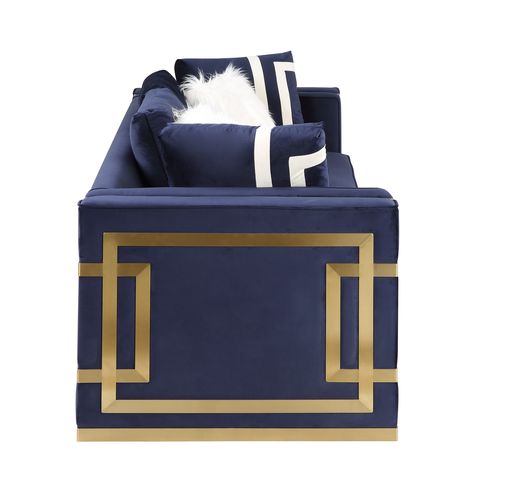 Virrux Blue Velvet & Gold Finish Chair