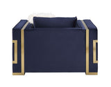 Virrux Blue Velvet & Gold Finish Chair