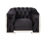 Pyroden Black Velvet & Chrome Finish Chair