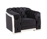 Pyroden Black Velvet & Chrome Finish Chair