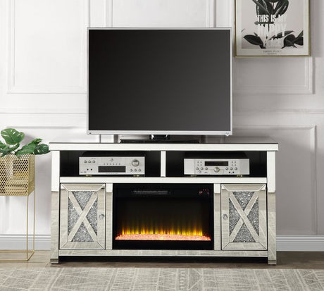 Noralie Mirrored & Faux Diamonds Tv Stand