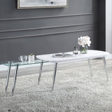 Acme White & Chrome Finish Coffee Table