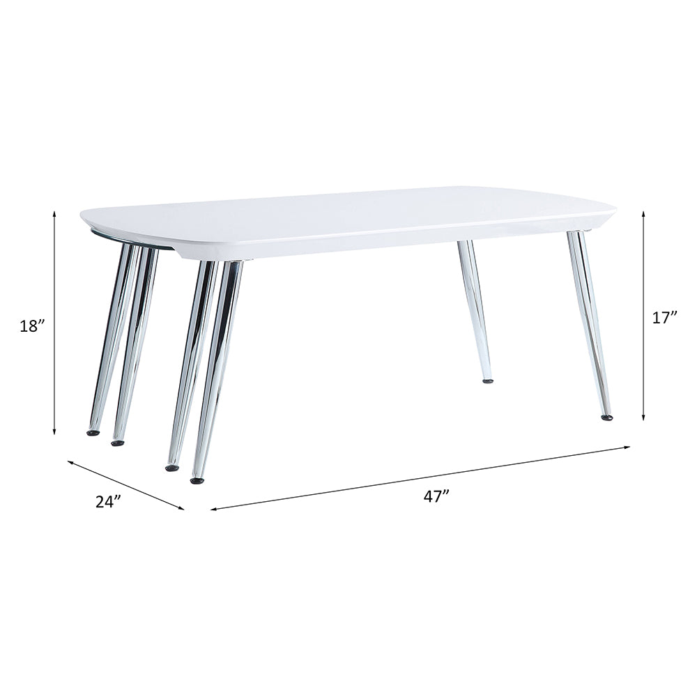 Acme White & Chrome Finish Coffee Table