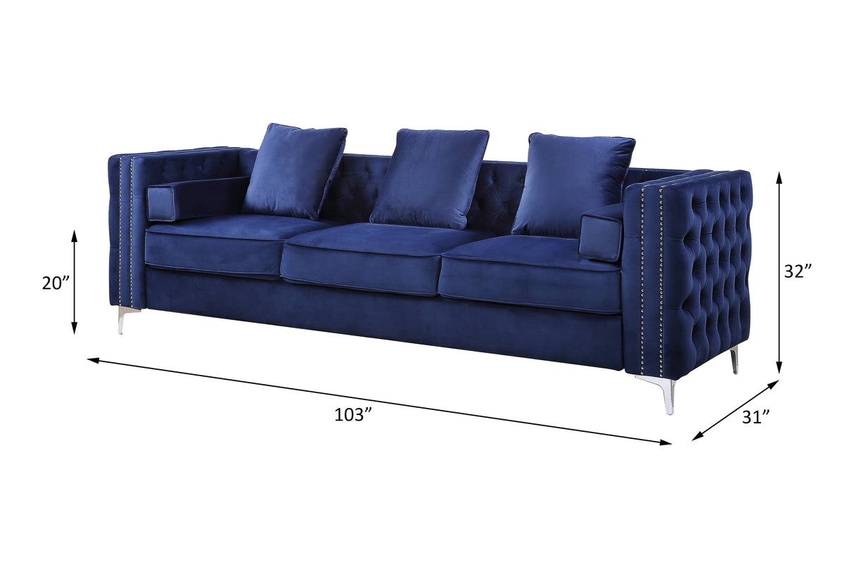 Bovasis Blue Velvet Sofa