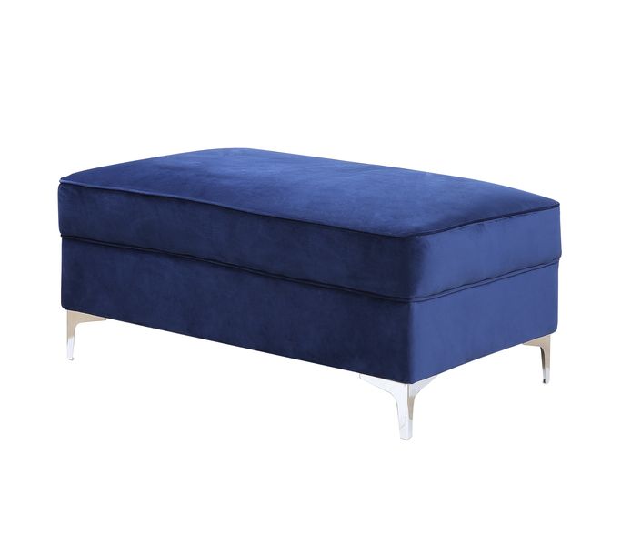 Bovasis Blue Velvet Ottoman