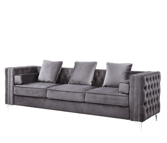 Bovasis Gray Velvet Sofa