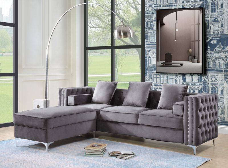 Bovasis Gray Velvet Sofa