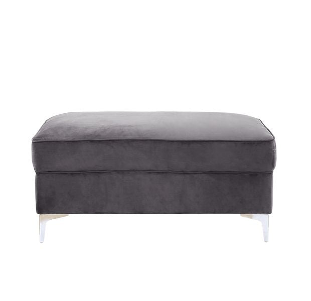 Bovasis Gray Velvet Ottoman