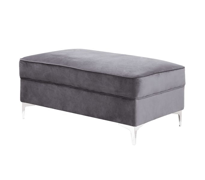 Bovasis Gray Velvet Ottoman