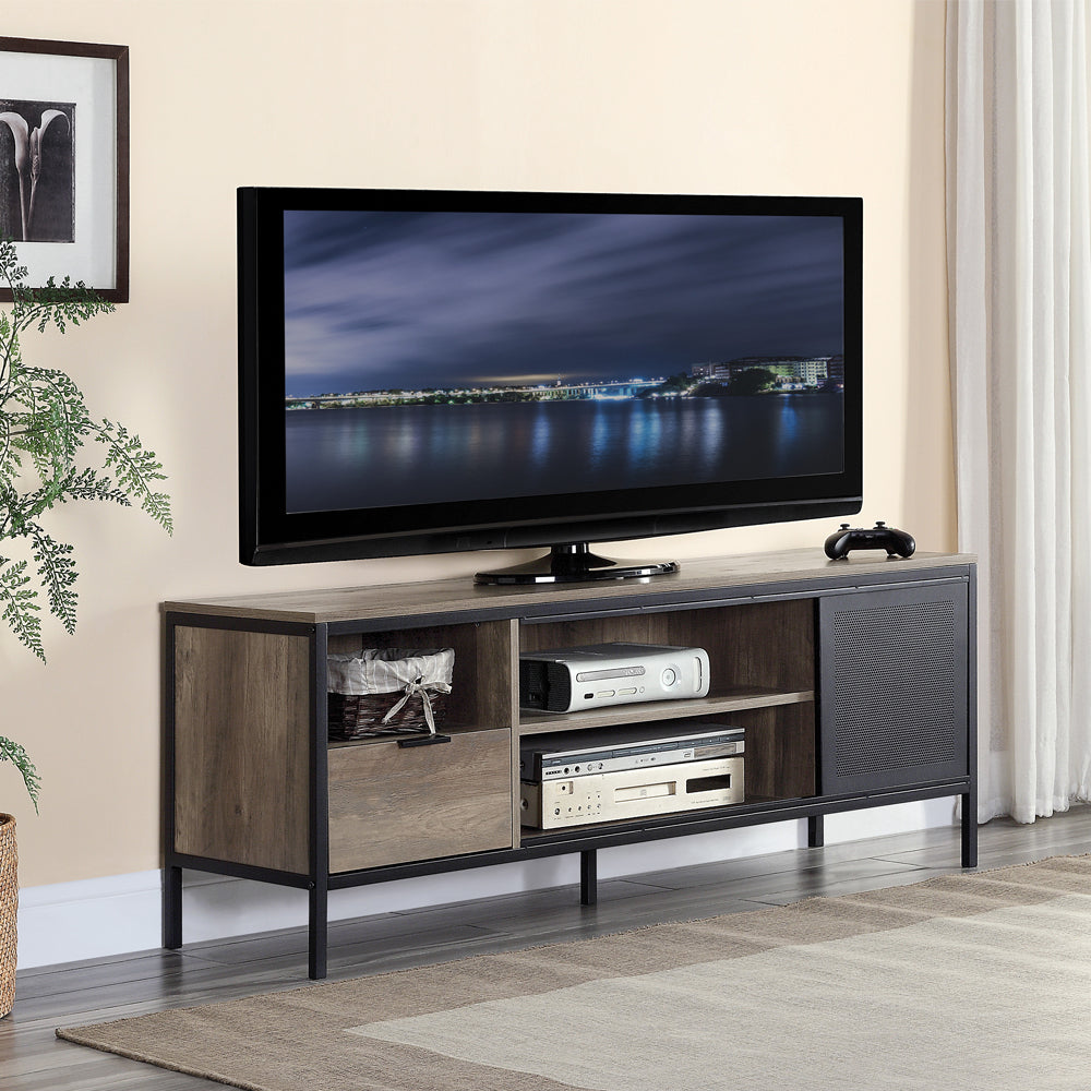 Nantan Rustic Oak & Black Finish Tv Stand