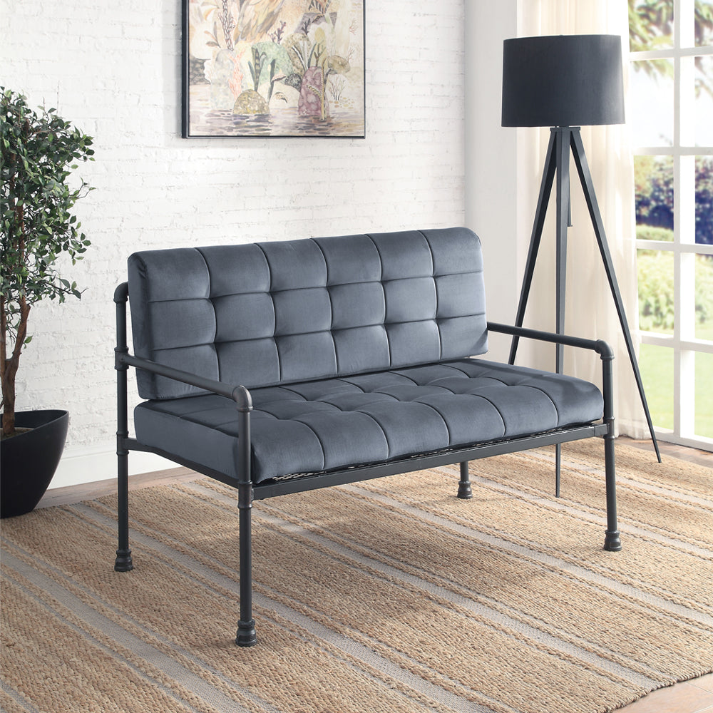 Brantley Gray Velvet & Sandy Gray Finish Loveseat